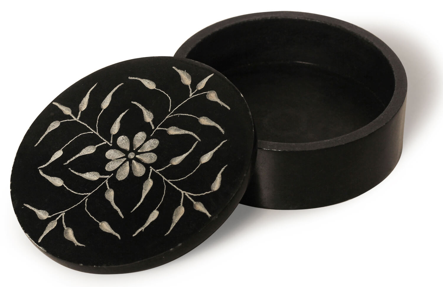 ArtistryBazaar Marble Jewelry Box Organizer - Decorative Trinket Box - Soapstone Hand carved leaf Design - Keepsake Box Anniversary Housewarming Gifts For Women